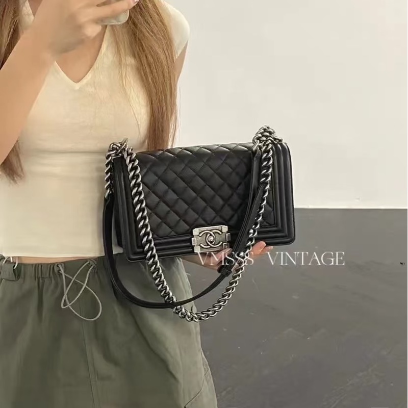 🈶購證 #櫃上在售2️⃣5️⃣萬 #全配割愛💔 香奈兒黑銀leboy25鏈條包 必收經典款🔥-8