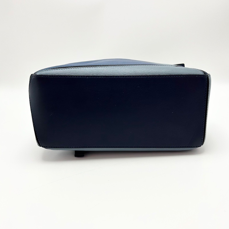 LOEWE 藍色拼色金扣Puzzle小號肩背斜背包24.5*16*10 98新配件塵袋-4