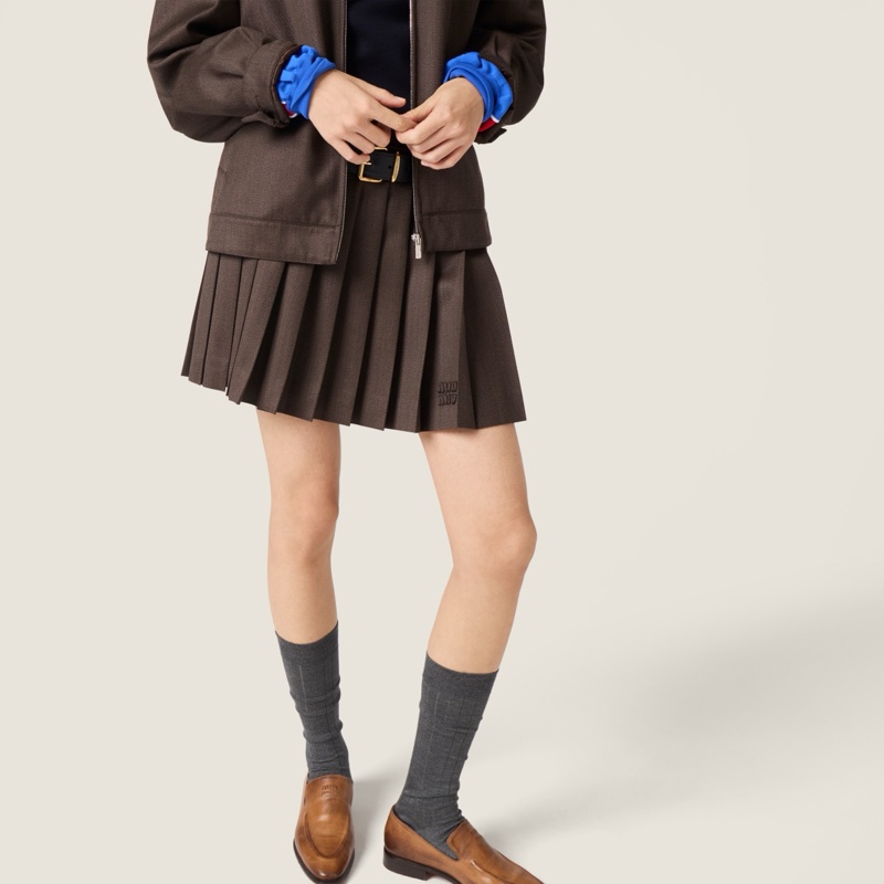 Miu Miu 女士 褶襇罩布迷你裙IT-36 IT-38 IT-40 IT-42 IT-44碼-2