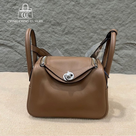 🌈Hermes🧡Mini Lindy一代🌟栗子色銀扣🧡99.8新閑置🌟Swift皮🌟愛馬仕🌟