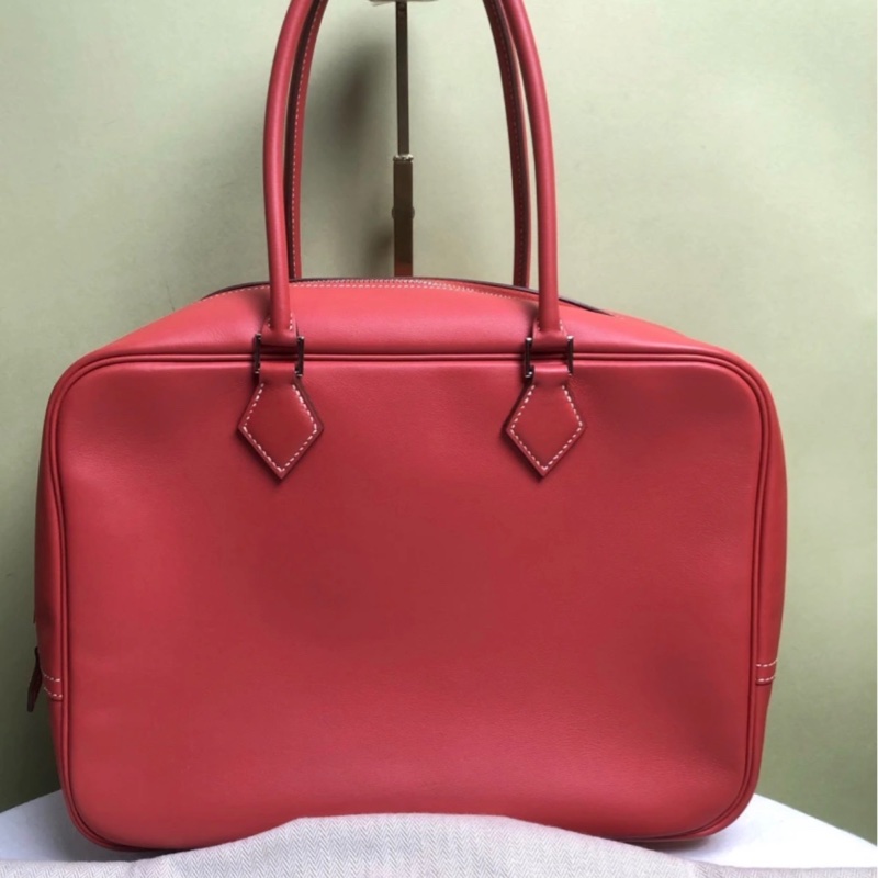 HERMES/愛馬仕 齋普爾粉銀扣plume32手提包 T刻-0