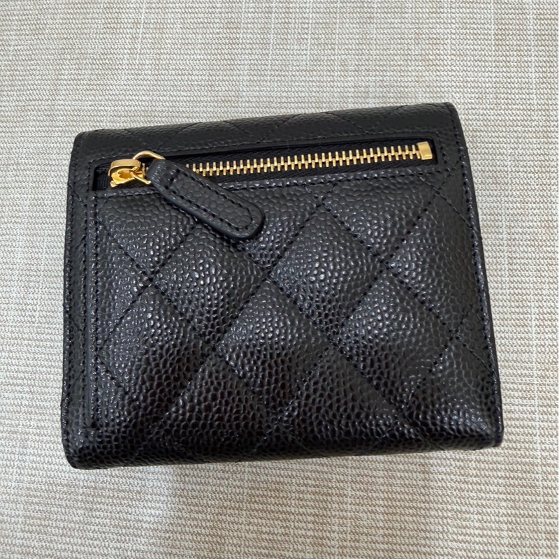 香奈兒Chanel 經典荔枝牛皮三折短夾-3