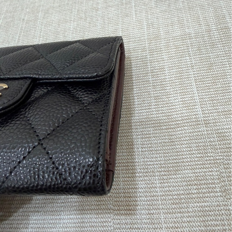 香奈兒Chanel 經典荔枝牛皮三折短夾-6