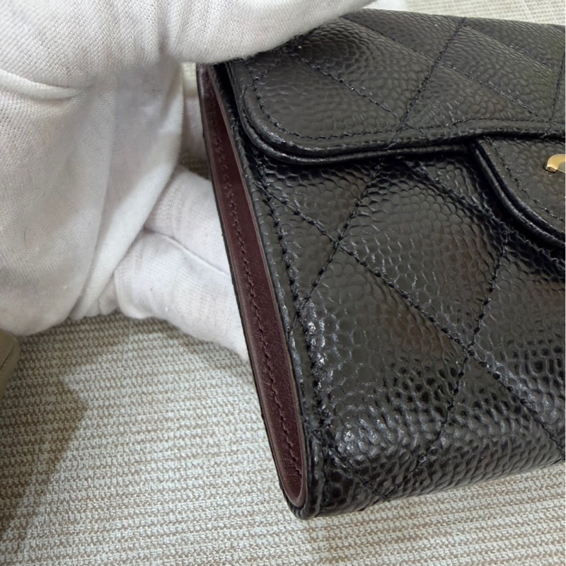 香奈兒Chanel 經典荔枝牛皮三折短夾-7