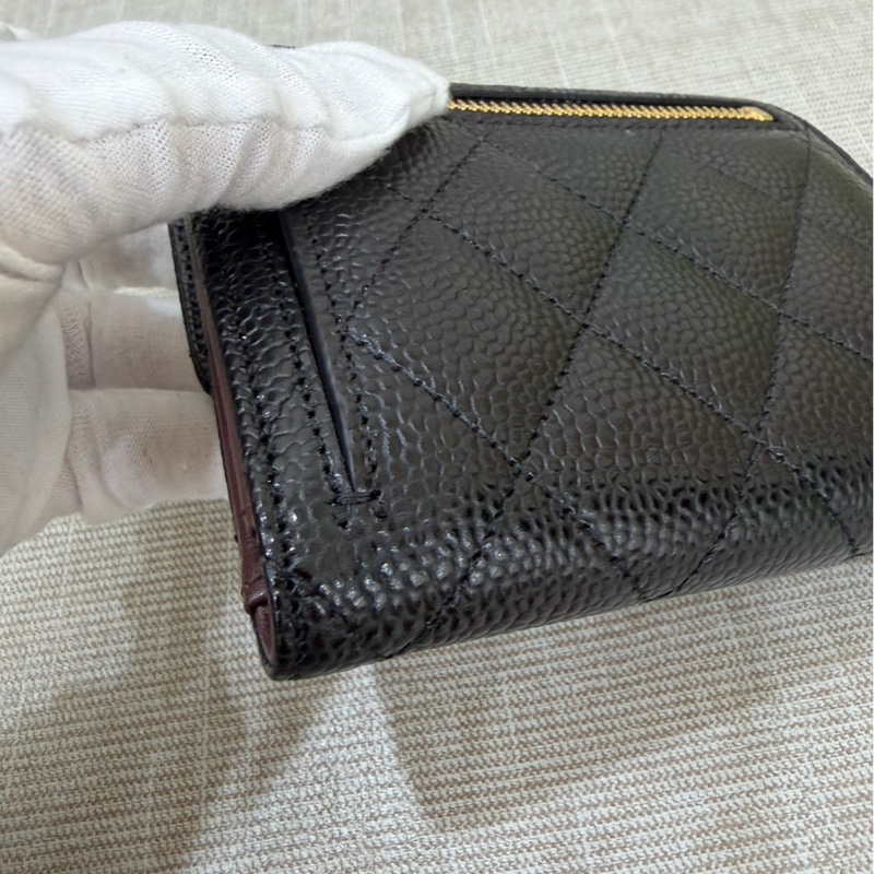 香奈兒Chanel 經典荔枝牛皮三折短夾-9