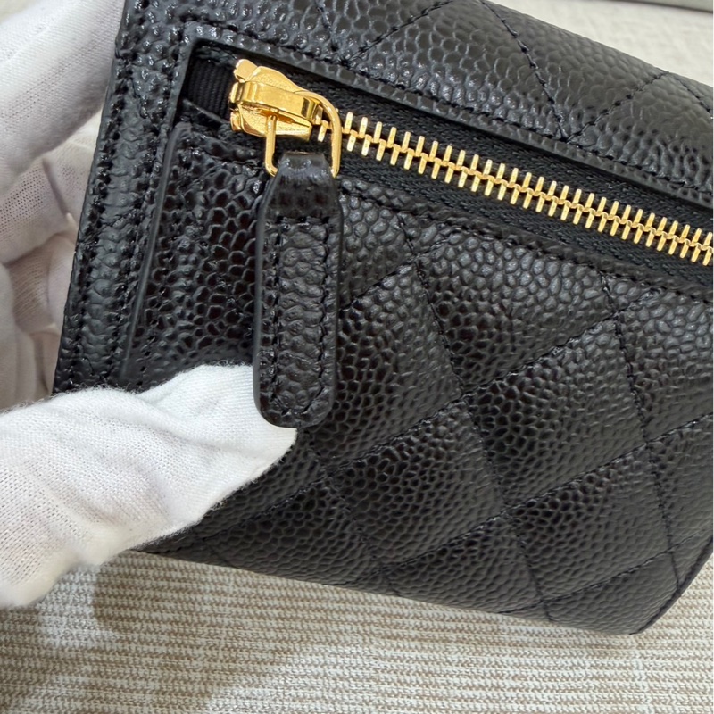 香奈兒Chanel 經典荔枝牛皮三折短夾-10