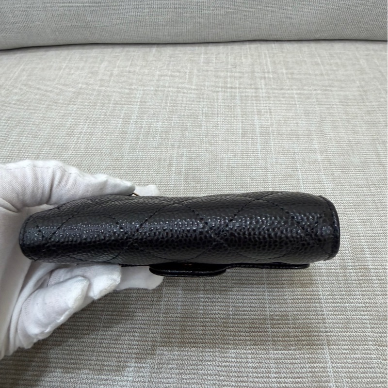 香奈兒Chanel 經典荔枝牛皮三折短夾-11