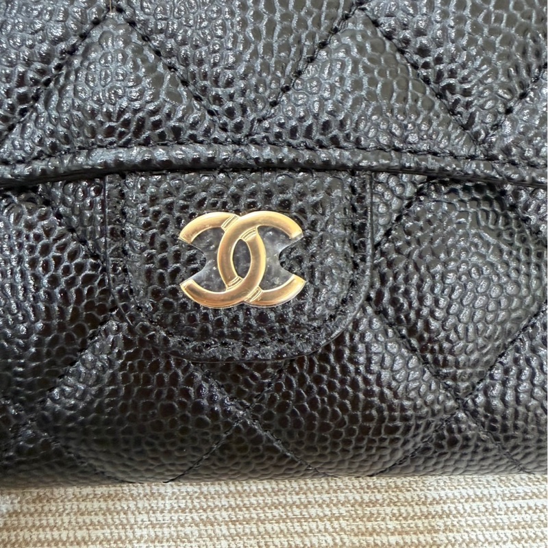 香奈兒Chanel 經典荔枝牛皮三折短夾-13