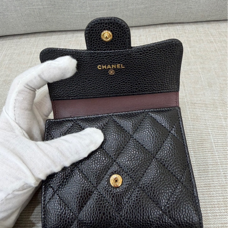 香奈兒Chanel 經典荔枝牛皮三折短夾-16