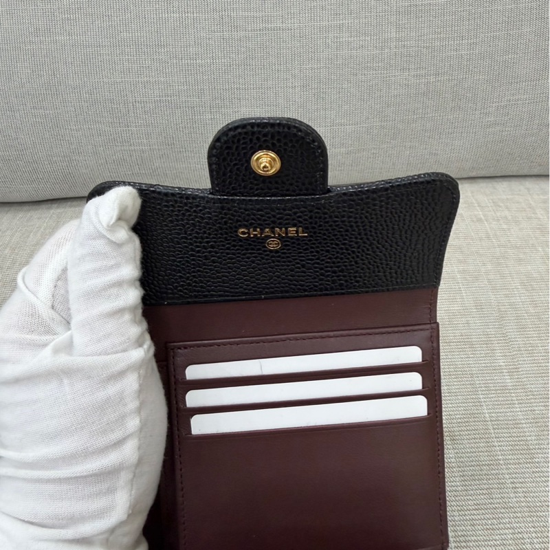 香奈兒Chanel 經典荔枝牛皮三折短夾-17