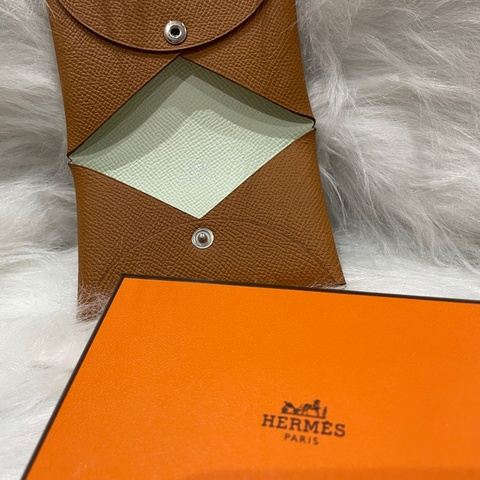 愛馬仕Calvi 棕+氣泡綠 拼色