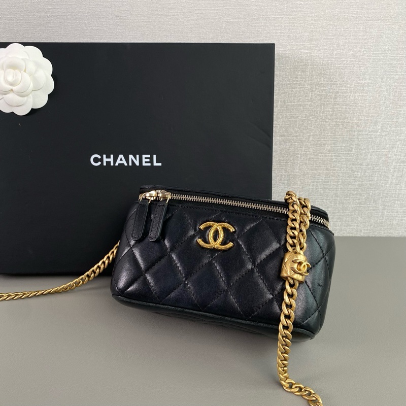 ✨Chanel 23B金柱子長盒子 化妝包 鏈條可調節 晶片款 🖤-4