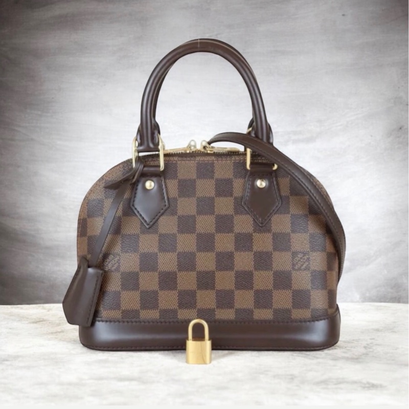 「JL精品代購」98新 LV 棋盤格 Alma BB 肩背/手拿包-0