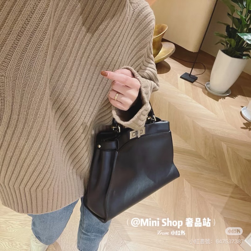 FENDI 芬迪 Peekaboo 黑色 斑馬紋 肩背包 斜背包 手提包 側背包-4