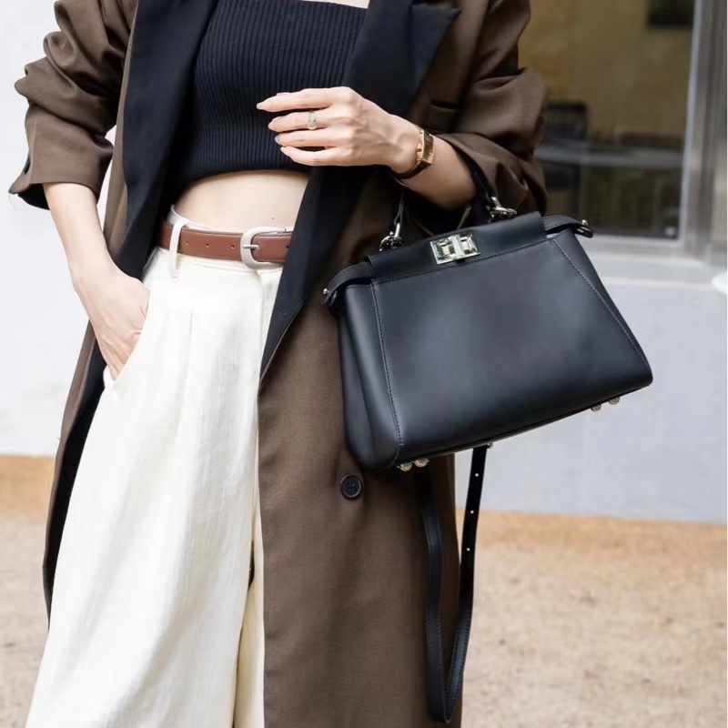 FENDI 芬迪 Peekaboo 黑色 斑馬紋 肩背包 斜背包 手提包 側背包-7