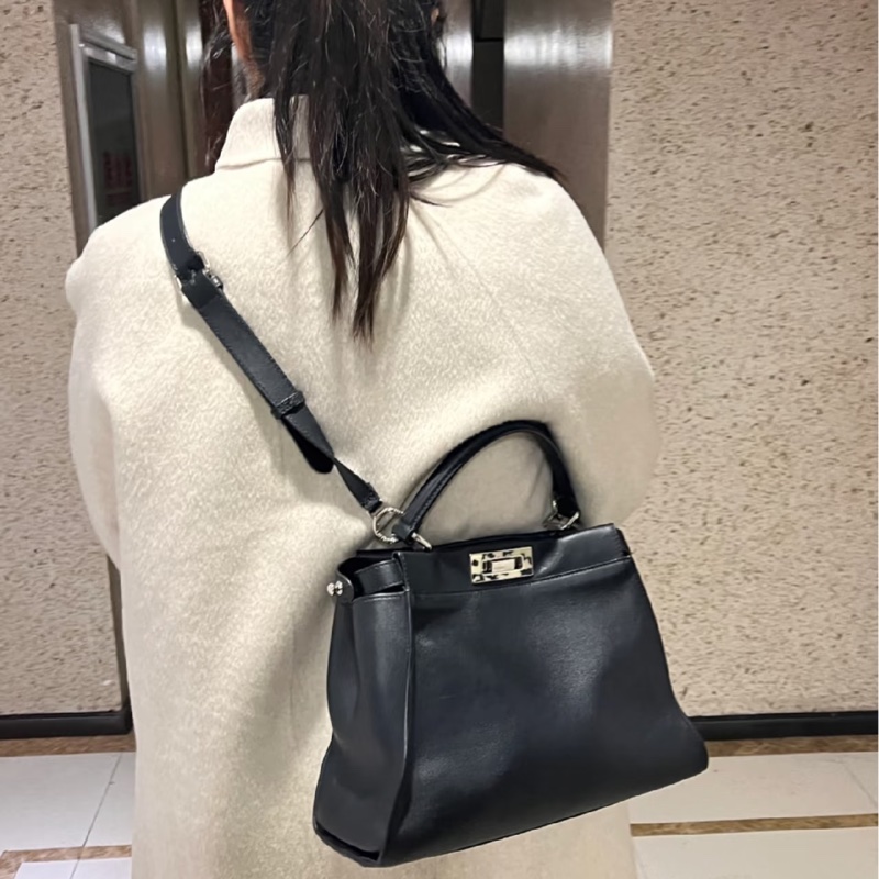 FENDI 芬迪 Peekaboo 黑色 斑馬紋 肩背包 斜背包 手提包 側背包-10