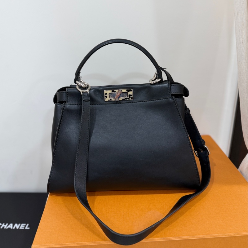 FENDI 芬迪 Peekaboo 黑色 斑馬紋 肩背包 斜背包 手提包 側背包-11