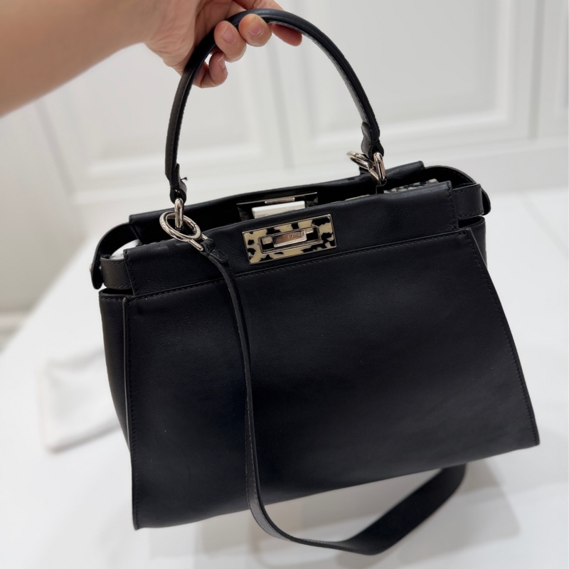 FENDI 芬迪 Peekaboo 黑色 斑馬紋 肩背包 斜背包 手提包 側背包-12