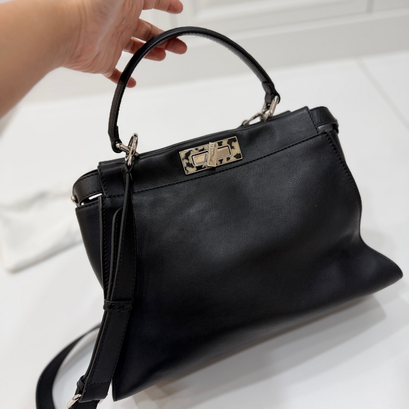 FENDI 芬迪 Peekaboo 黑色 斑馬紋 肩背包 斜背包 手提包 側背包-15