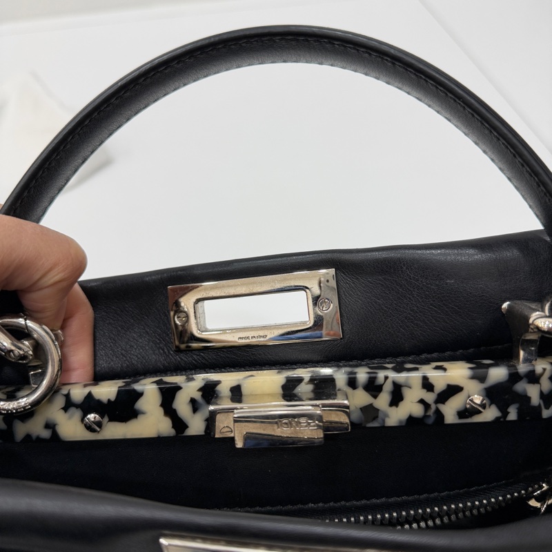 FENDI 芬迪 Peekaboo 黑色 斑馬紋 肩背包 斜背包 手提包 側背包-43