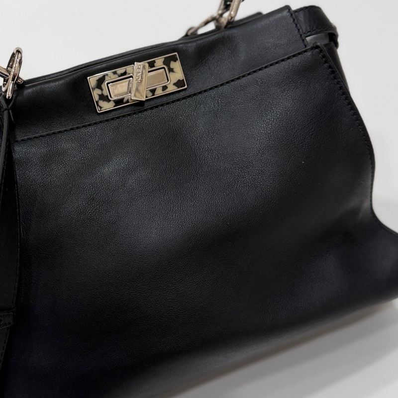 FENDI 芬迪 Peekaboo 黑色 斑馬紋 肩背包 斜背包 手提包 側背包-48