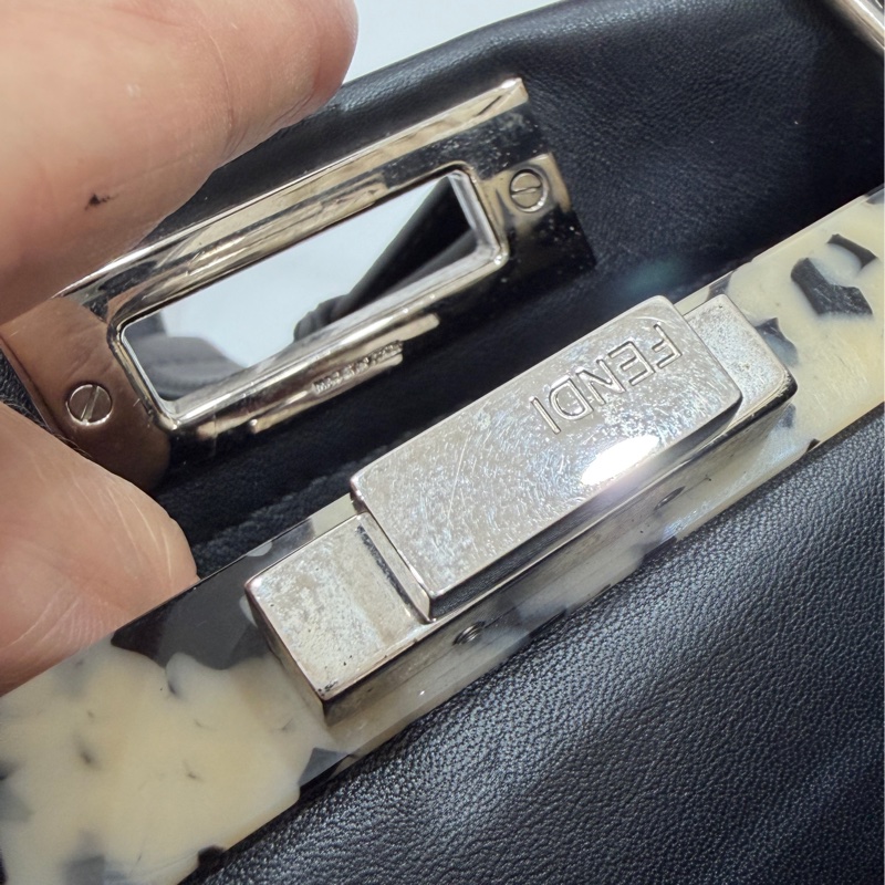 FENDI 芬迪 Peekaboo 黑色 斑馬紋 肩背包 斜背包 手提包 側背包-57