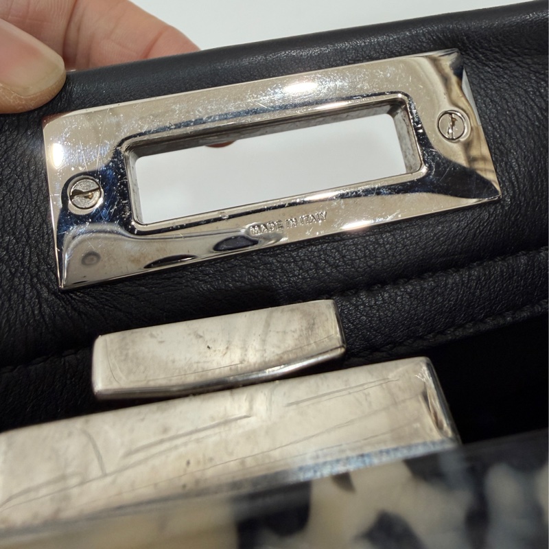 FENDI 芬迪 Peekaboo 黑色 斑馬紋 肩背包 斜背包 手提包 側背包-58