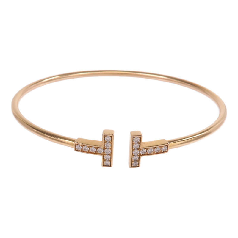 TIFFANY＆CO 18K玫瑰金T Diamond Wire Bracelet鑽石手鐲-0