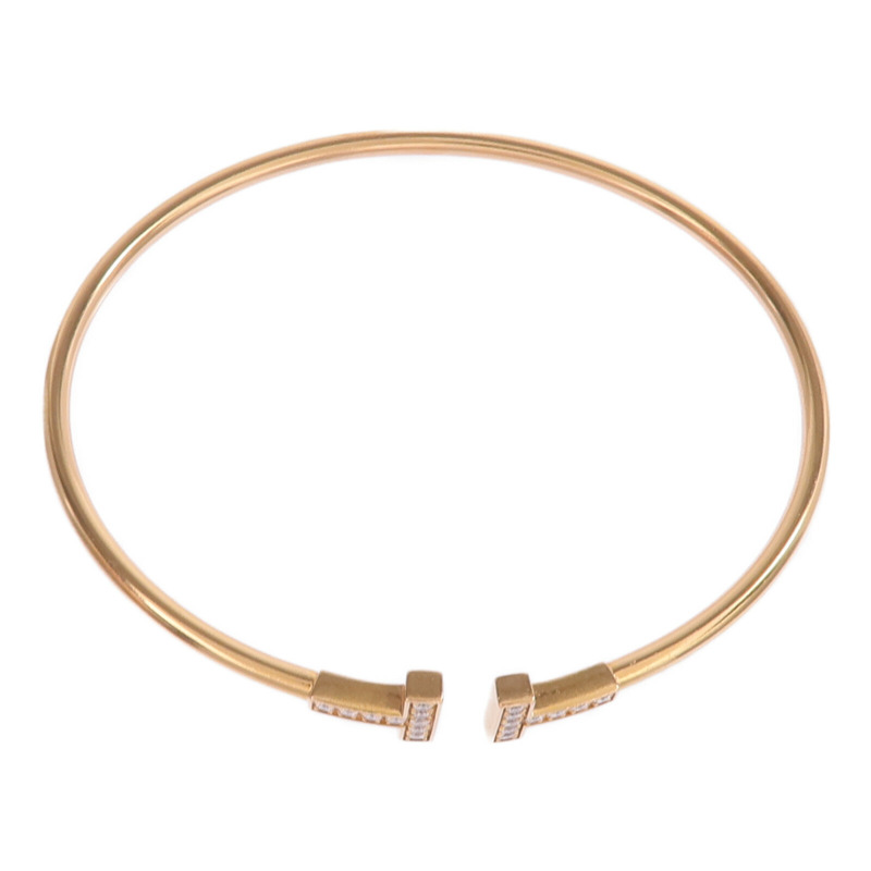 TIFFANY＆CO 18K玫瑰金T Diamond Wire Bracelet鑽石手鐲-3