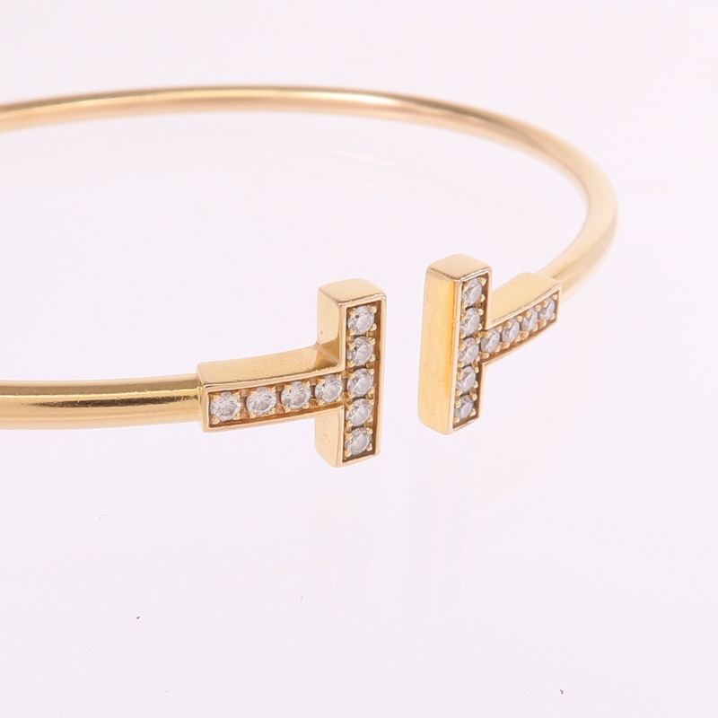 TIFFANY＆CO 18K玫瑰金T Diamond Wire Bracelet鑽石手鐲-4