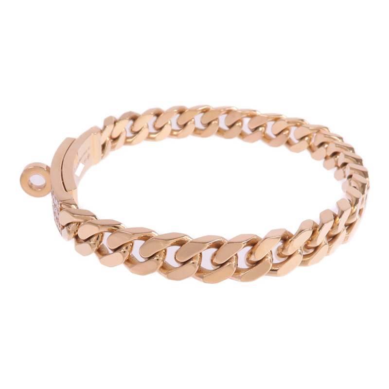 HERMES 18K玫瑰金Kelly Gourmette鑽石手鏈-1