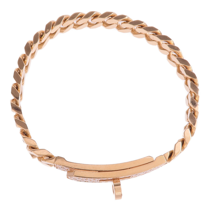 HERMES 18K玫瑰金Kelly Gourmette鑽石手鏈-3