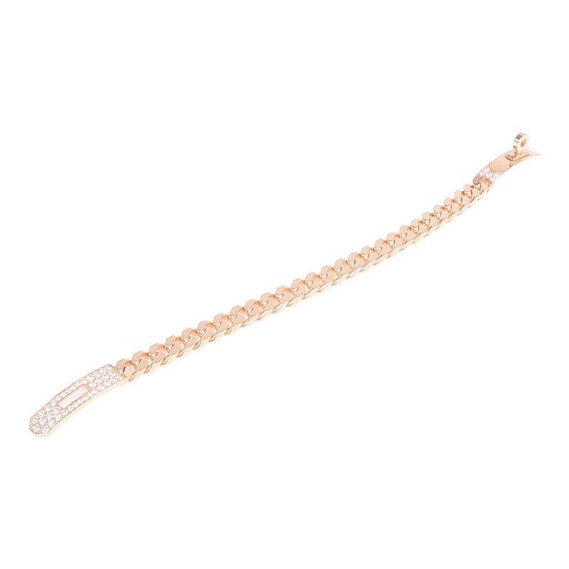 HERMES 18K玫瑰金Kelly Gourmette鑽石手鏈-4