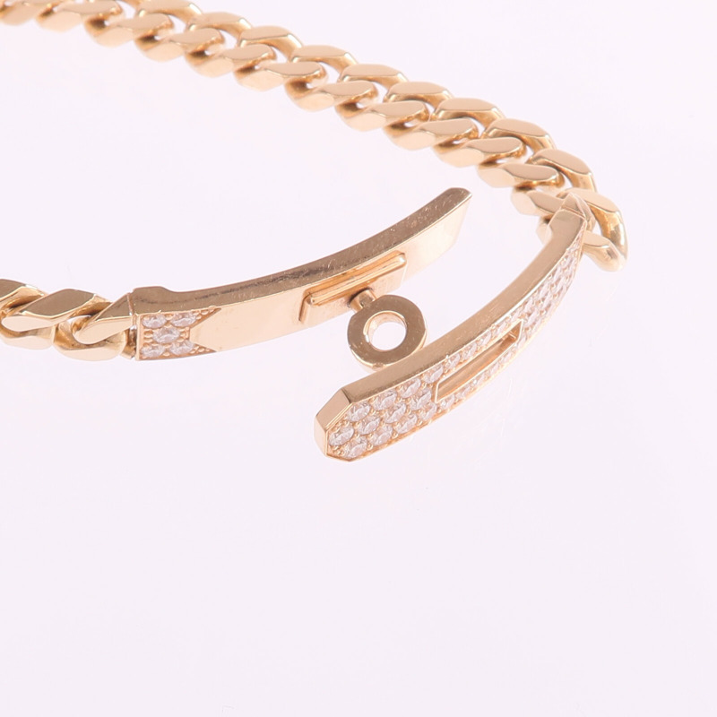 HERMES 18K玫瑰金Kelly Gourmette鑽石手鏈-6