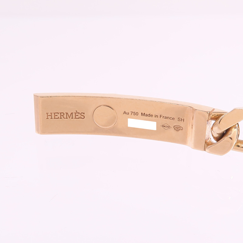 HERMES 18K玫瑰金Kelly Gourmette鑽石手鏈-7