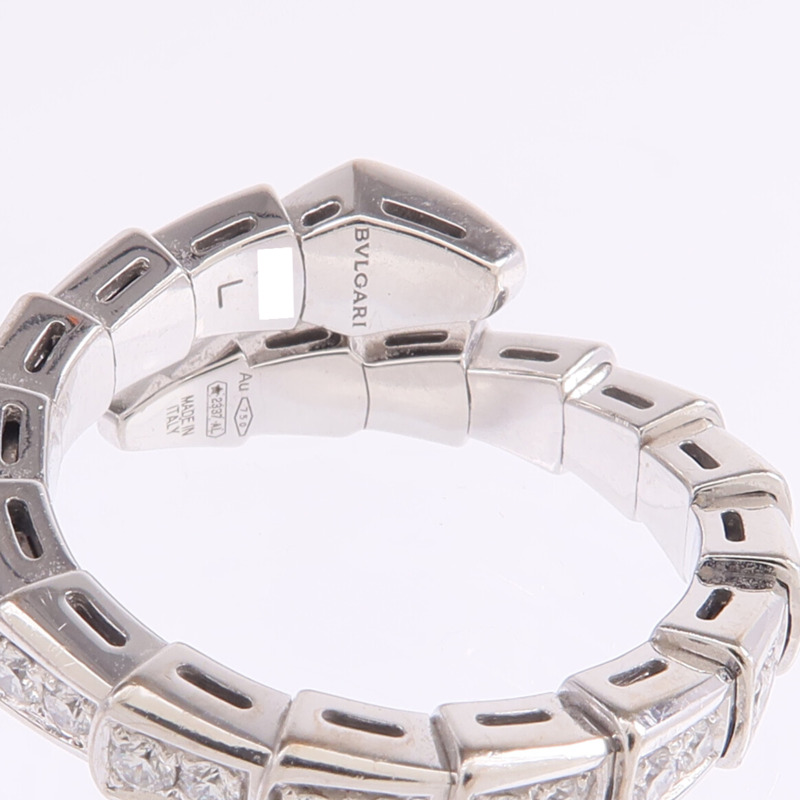 BVLGARI 18K白金Serpenti Viper鑽石戒指Bvlgari#L/US#7-4