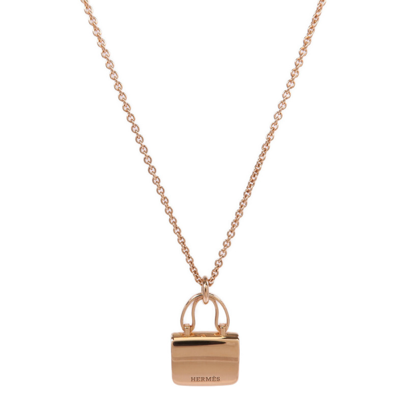 HERMES 18K玫瑰金Amulettes Constance Pendent藍寶石項鍊-1