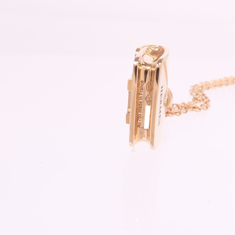 HERMES 18K玫瑰金Amulettes Constance Pendent藍寶石項鍊-6