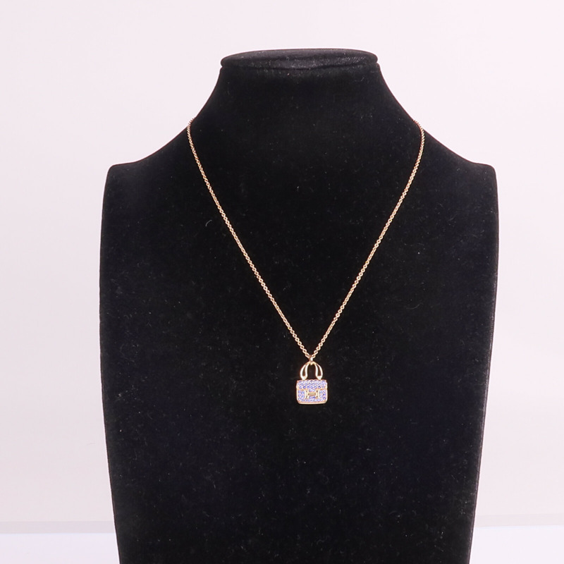 HERMES 18K玫瑰金Amulettes Constance Pendent藍寶石項鍊-8