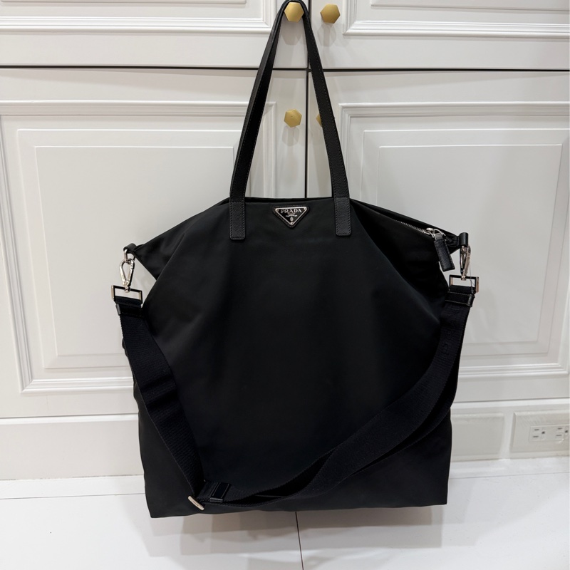 PRADA 黑色 尼龍 降落傘 托特包 購物包 斜背包 側背包 肩背包-0