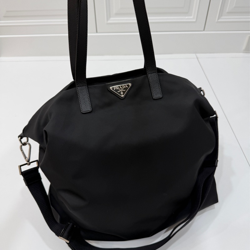 PRADA 黑色 尼龍 降落傘 托特包 購物包 斜背包 側背包 肩背包-1
