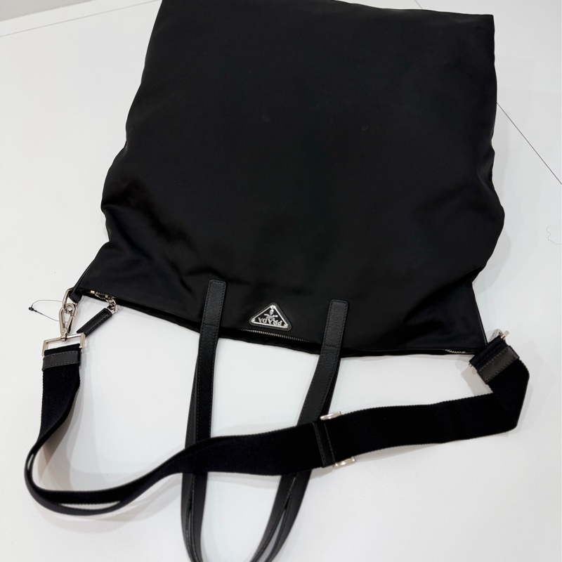 PRADA 黑色 尼龍 降落傘 托特包 購物包 斜背包 側背包 肩背包-5