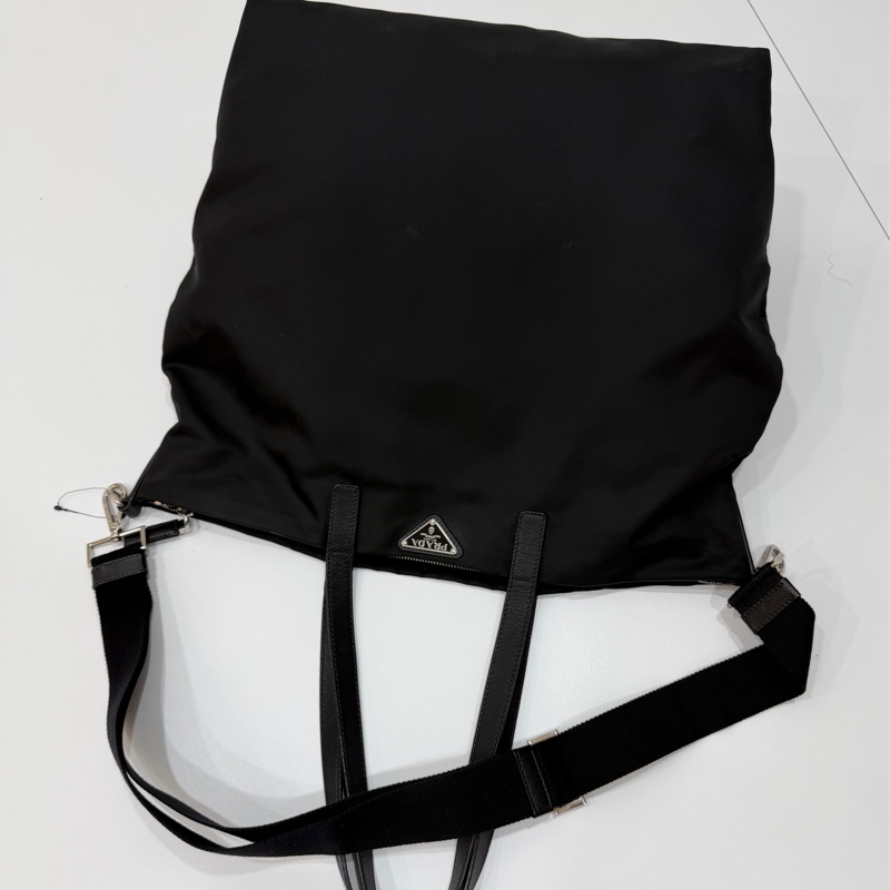 PRADA 黑色 尼龍 降落傘 托特包 購物包 斜背包 側背包 肩背包-6