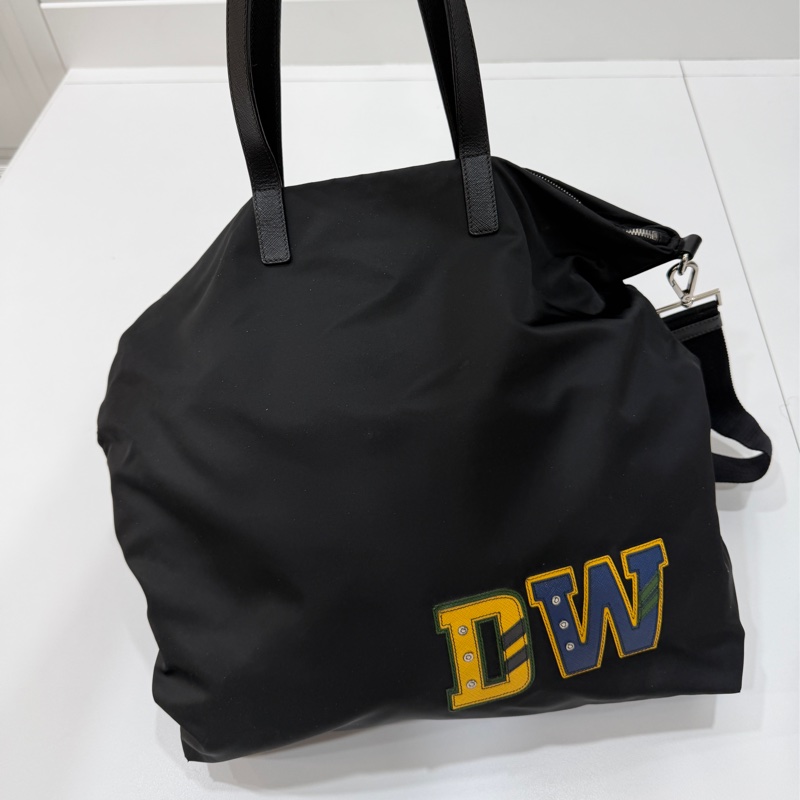 PRADA 黑色 尼龍 降落傘 托特包 購物包 斜背包 側背包 肩背包-8