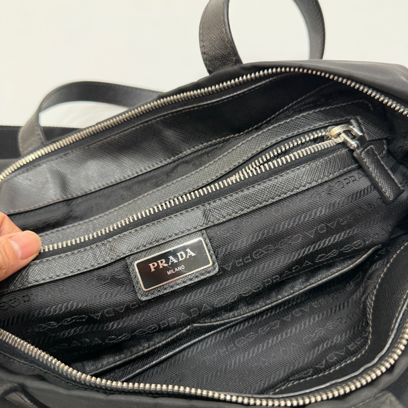 PRADA 黑色 尼龍 降落傘 托特包 購物包 斜背包 側背包 肩背包-23
