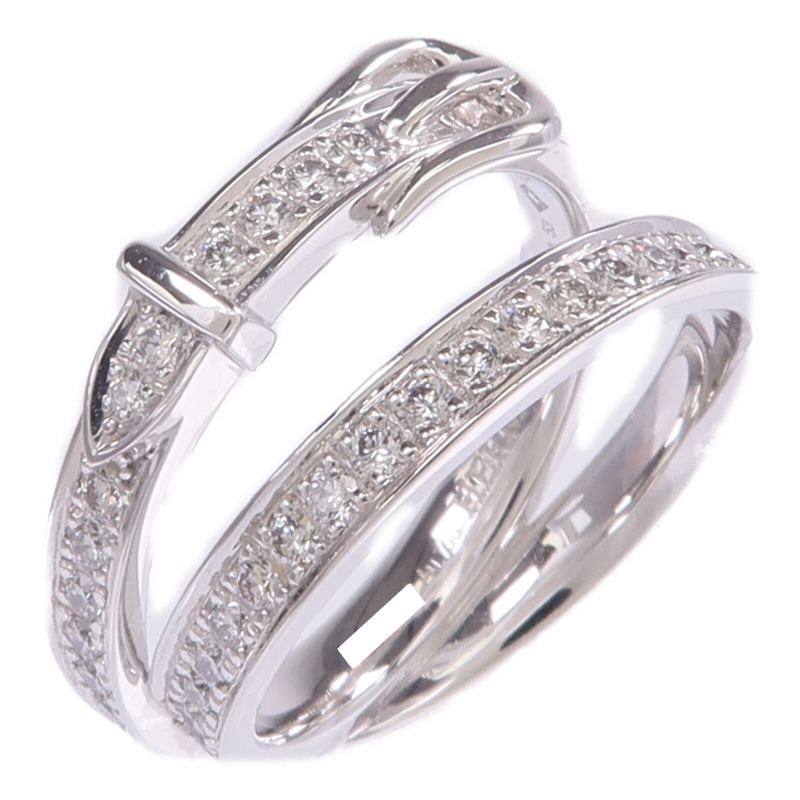 HERMES 18K白金Bague Etriviere Moyen Modele鑽石戒指Hermes#53/US#6.5-0