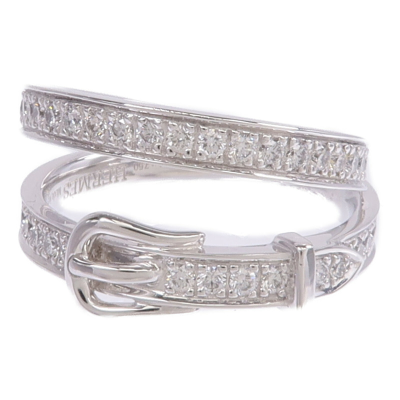 HERMES 18K白金Bague Etriviere Moyen Modele鑽石戒指Hermes#53/US#6.5-1