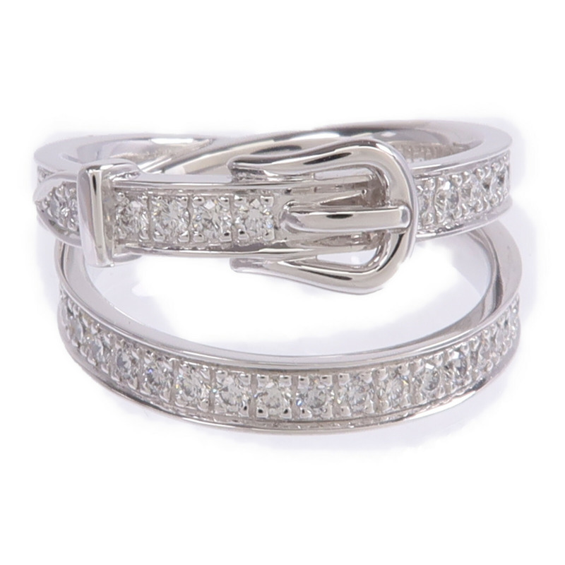 HERMES 18K白金Bague Etriviere Moyen Modele鑽石戒指Hermes#53/US#6.5-4