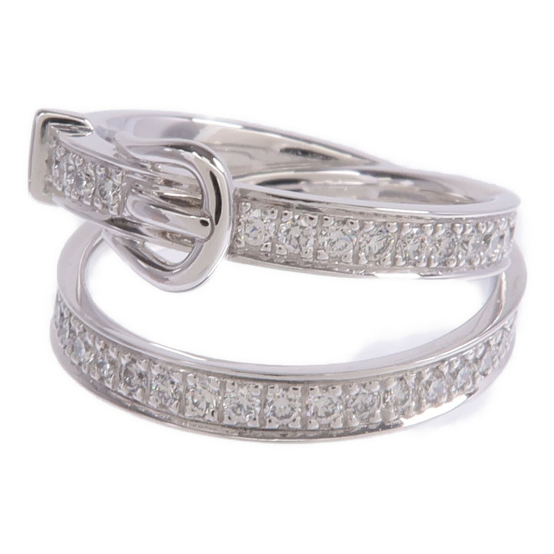 HERMES 18K白金Bague Etriviere Moyen Modele鑽石戒指Hermes#53/US#6.5-5