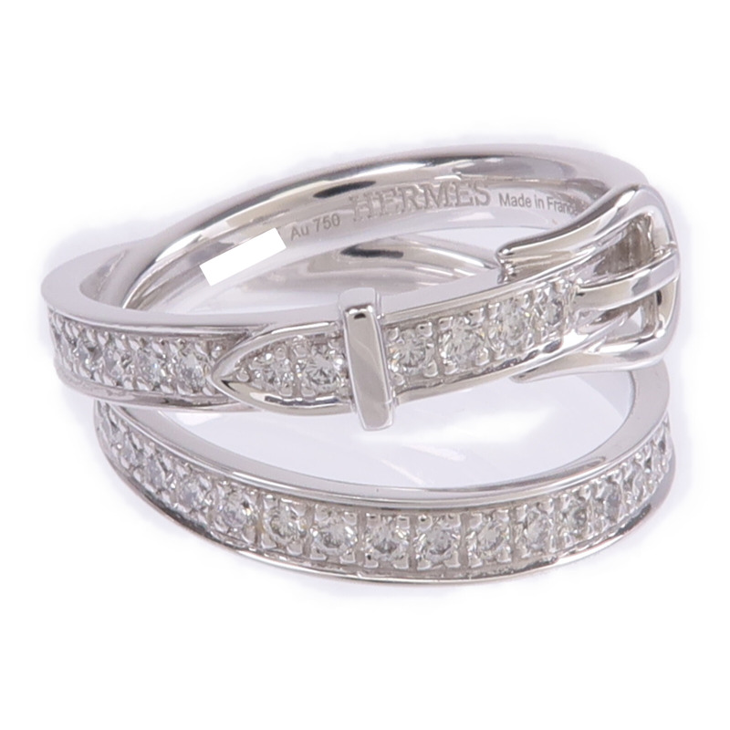 HERMES 18K白金Bague Etriviere Moyen Modele鑽石戒指Hermes#53/US#6.5-6